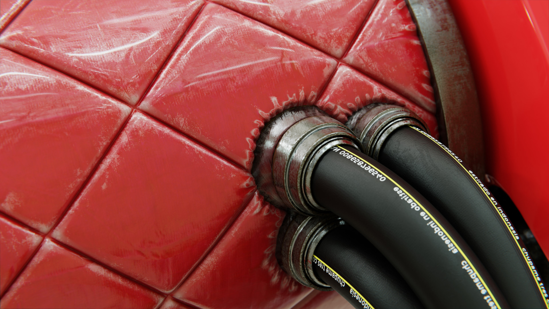 Close material and cable detail on the mechanical robot