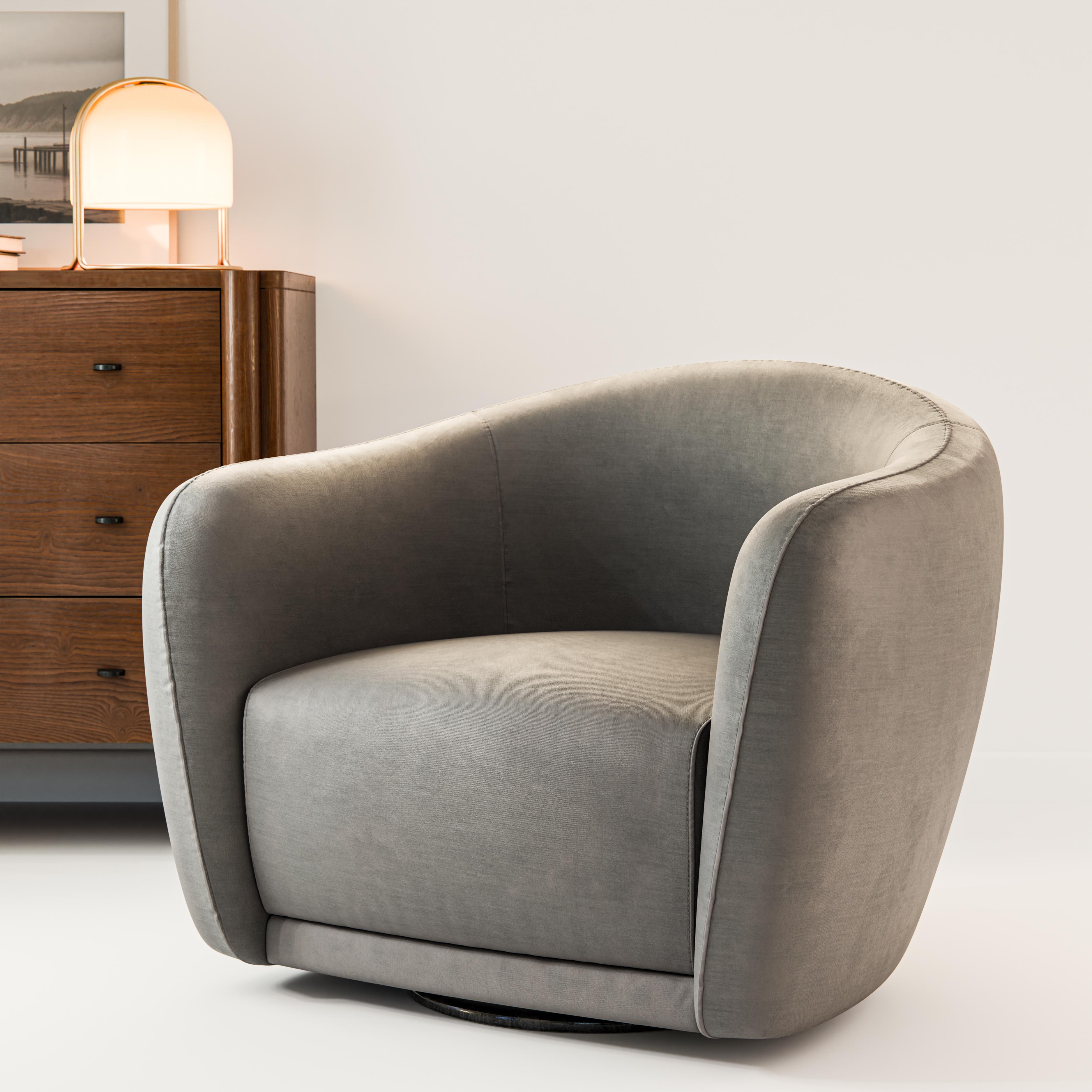 Photoreal visualization of an upholstered armchair